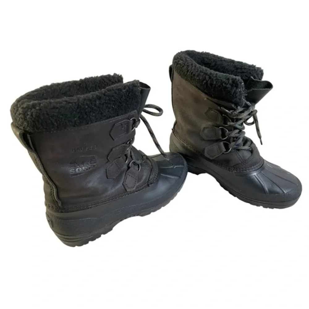 Sorel Badger Mens Black Leather‎ Waterproof Insulated Winter Snow Boots Size 7